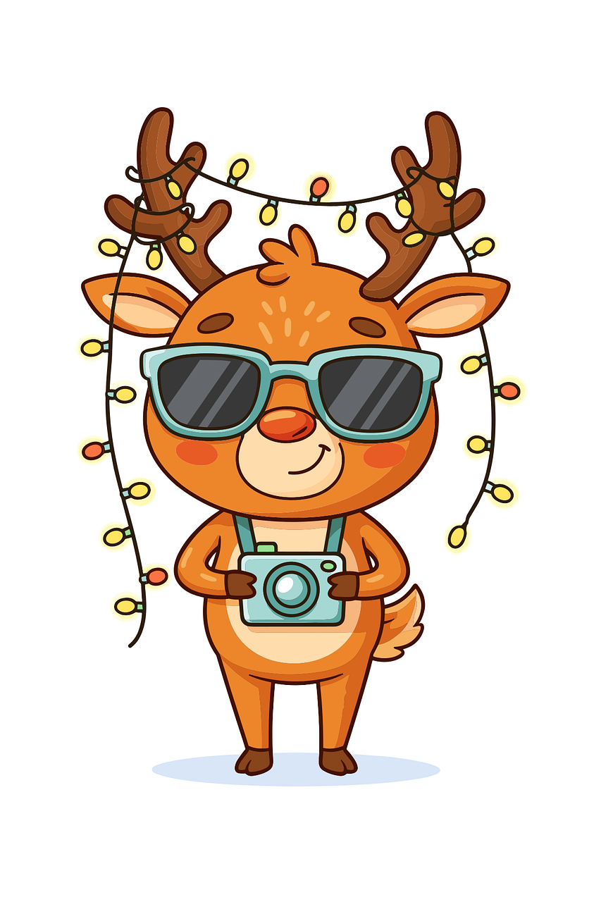 Cute reindeer illustration Christmas reindeer Decorating christmas tree