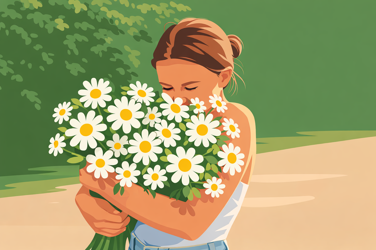 Spring Flower background Daisy bouquet