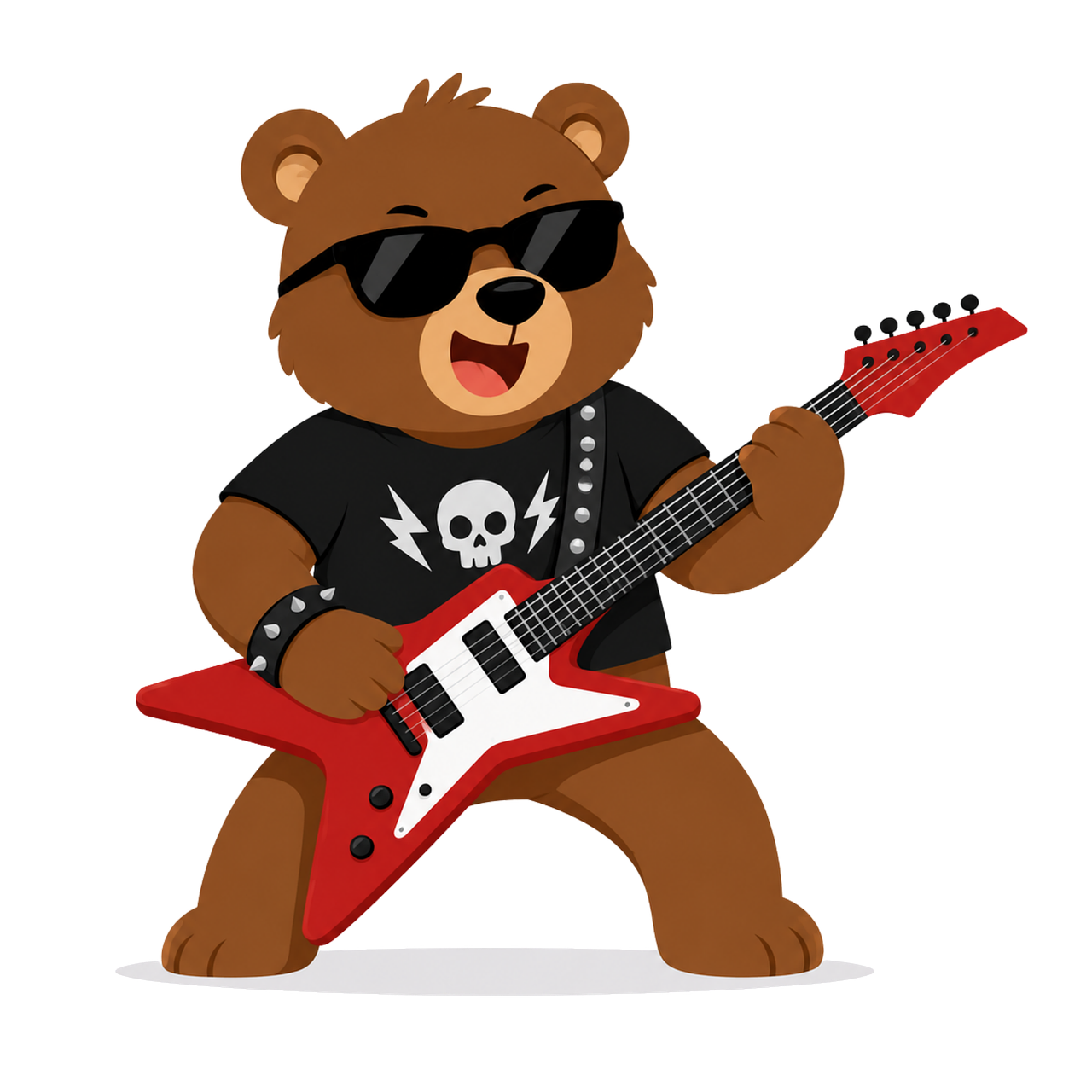 Bear Electric-guitar Cartoon Stickdatei – Musik
