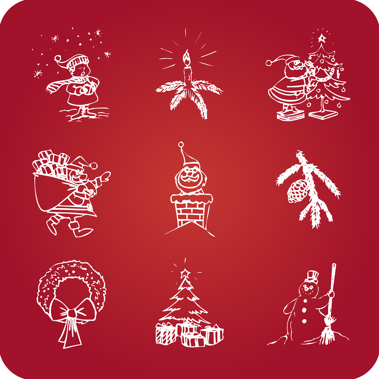 Christmas Holidays Icons Stickdatei