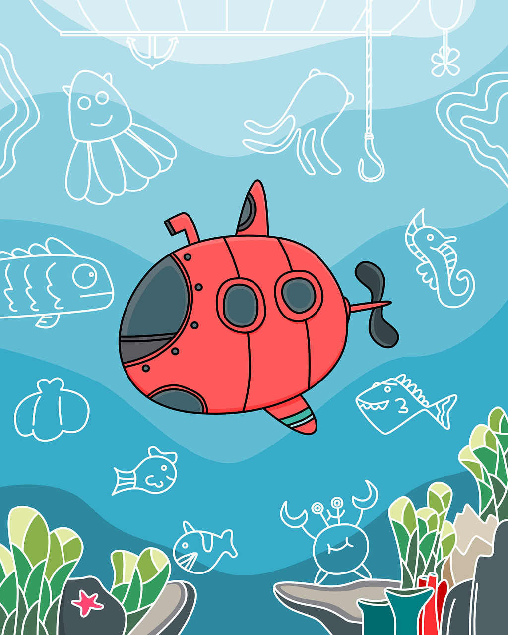 Dive Scuba Ocean Stickdatei