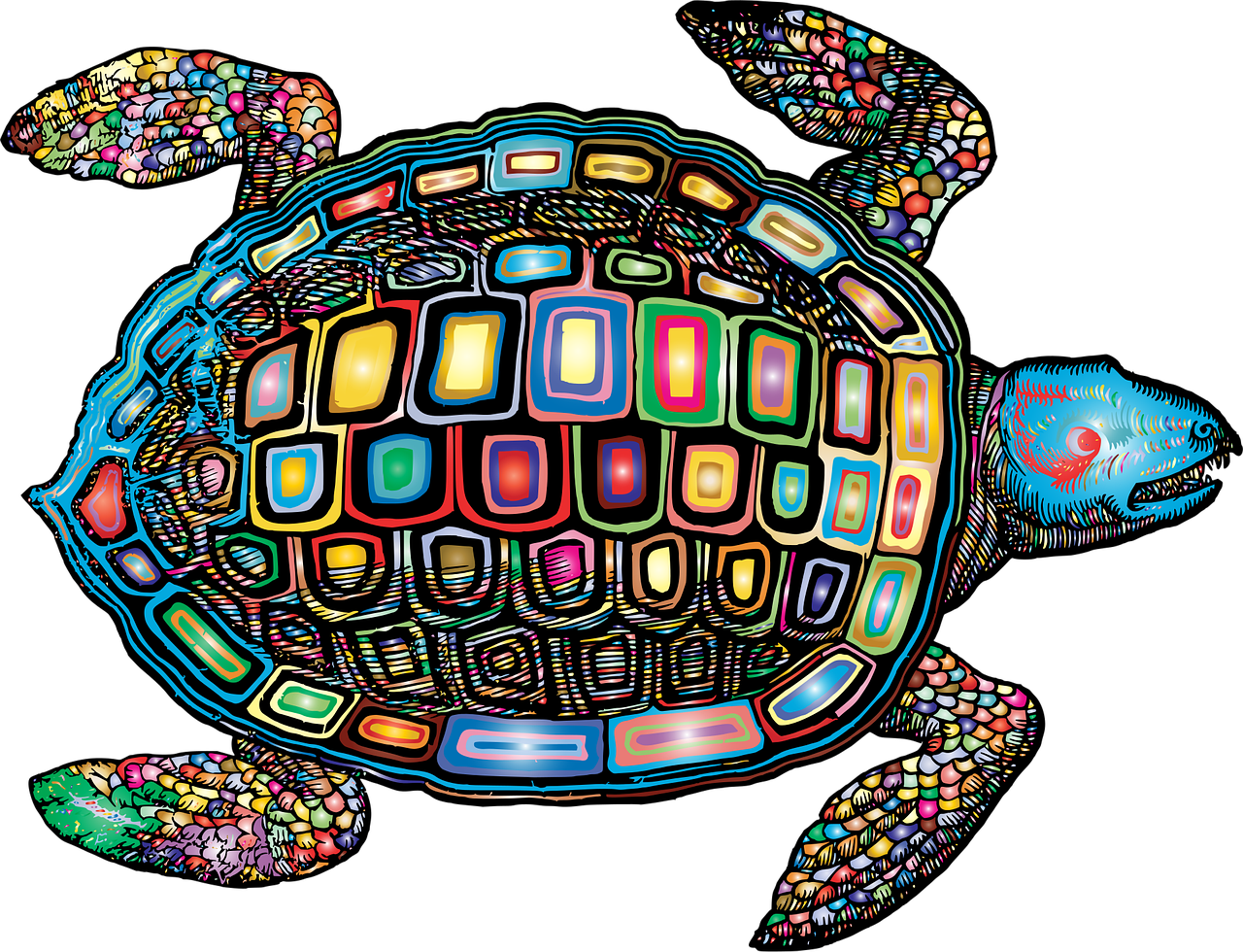 Sea turtle Animal Vintage Stickdatei – Tiere