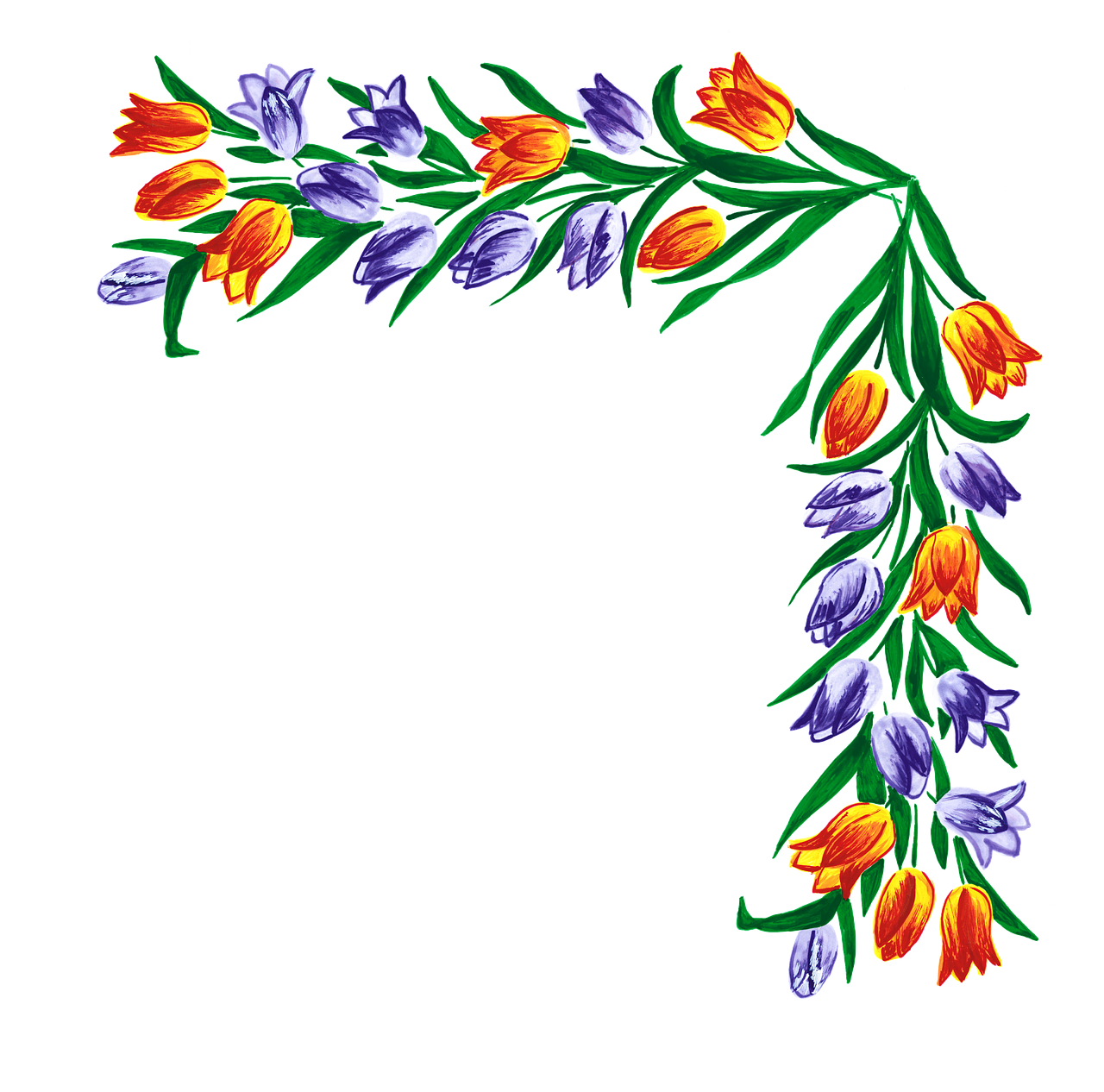 Tulips Flowers Border Stickdatei – Blumen
