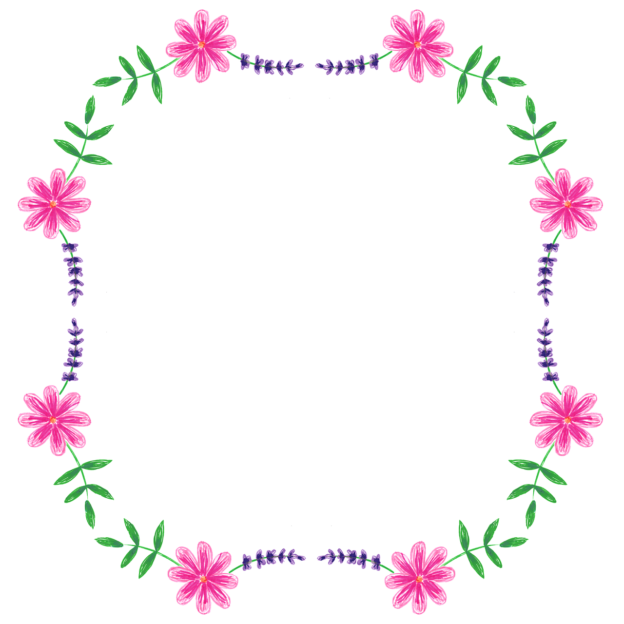 Floral wreath Floral frame Copy space
