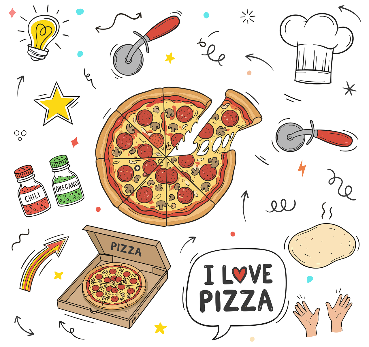 I love pizza Pizza box Pizza cutter