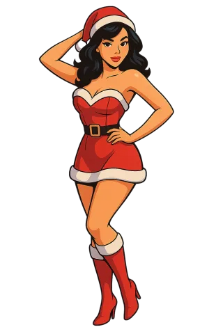 Christmas pin up Santa girl Festive illustration Stickdatei