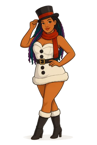 Snowman outfit Festive fashion Cartoon character Stickdatei – Weihnachten