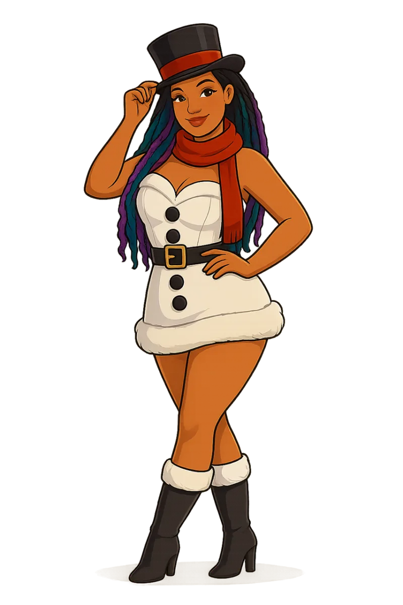 Snowman outfit Festive fashion Cartoon character Stickdatei – Weihnachten