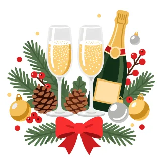 New year celebration Champagne glasses Festive champagne Stickdatei