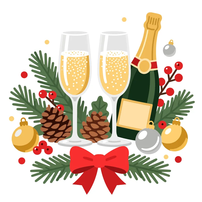 New year celebration Champagne glasses Festive champagne Stickdatei – Essen & Trinken