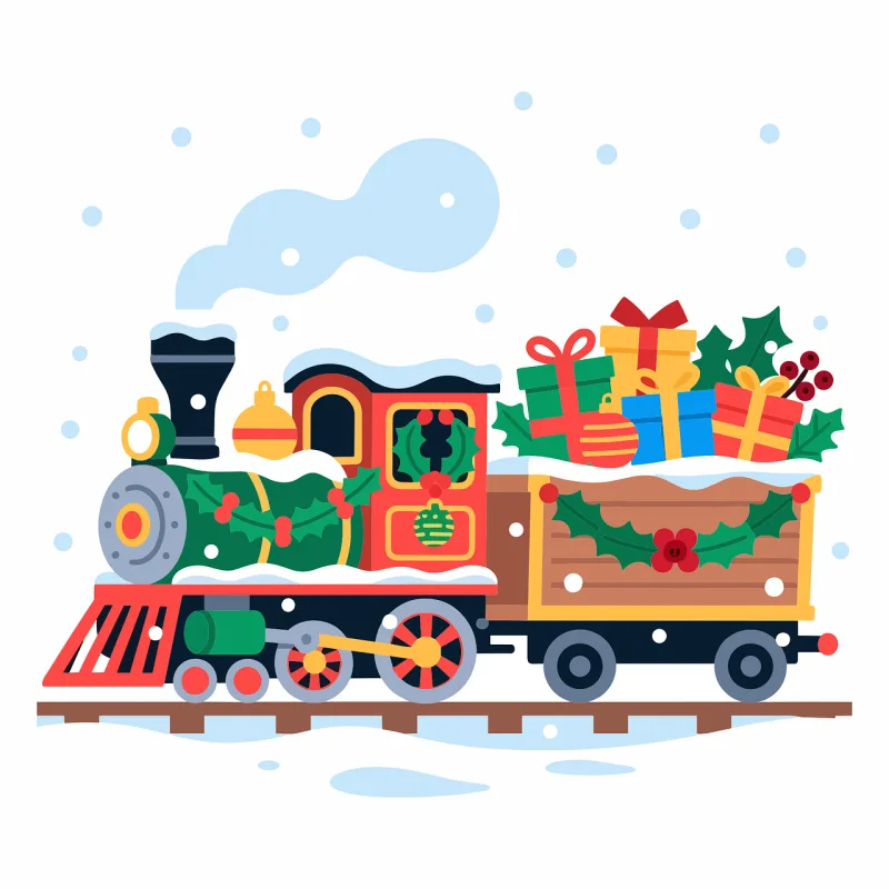 Christmas train Holiday locomotive Festive train illustration Stickdatei – Kinder