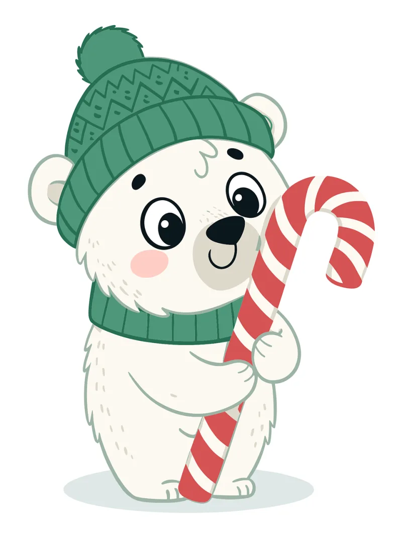 Cute polar bear christmas Festive bear illustration Winter polar bear art Stickdatei – Tiere