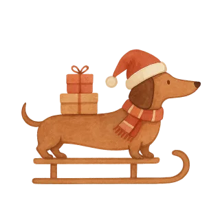 Christmas dachshund Festive dog Cartoon dog Stickdatei