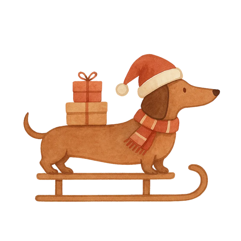 Christmas dachshund Festive dog Cartoon dog Stickdatei – Weihnachten