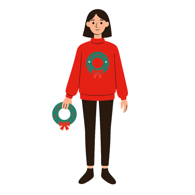 Christmas sweater Festive outfit Holiday illustration Stickdatei – Weihnachten