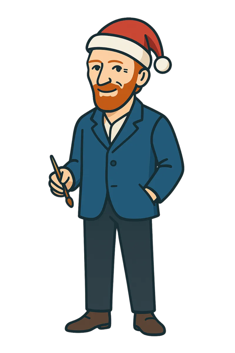 Vincent van gogh Cartoon painter Festive artist Stickdatei – Weihnachten