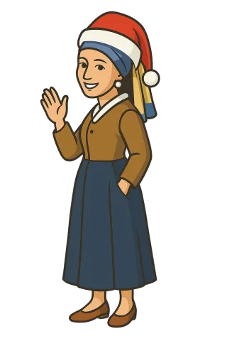 Girl with a pearl earring Vermeer parody Festive illustration Stickdatei