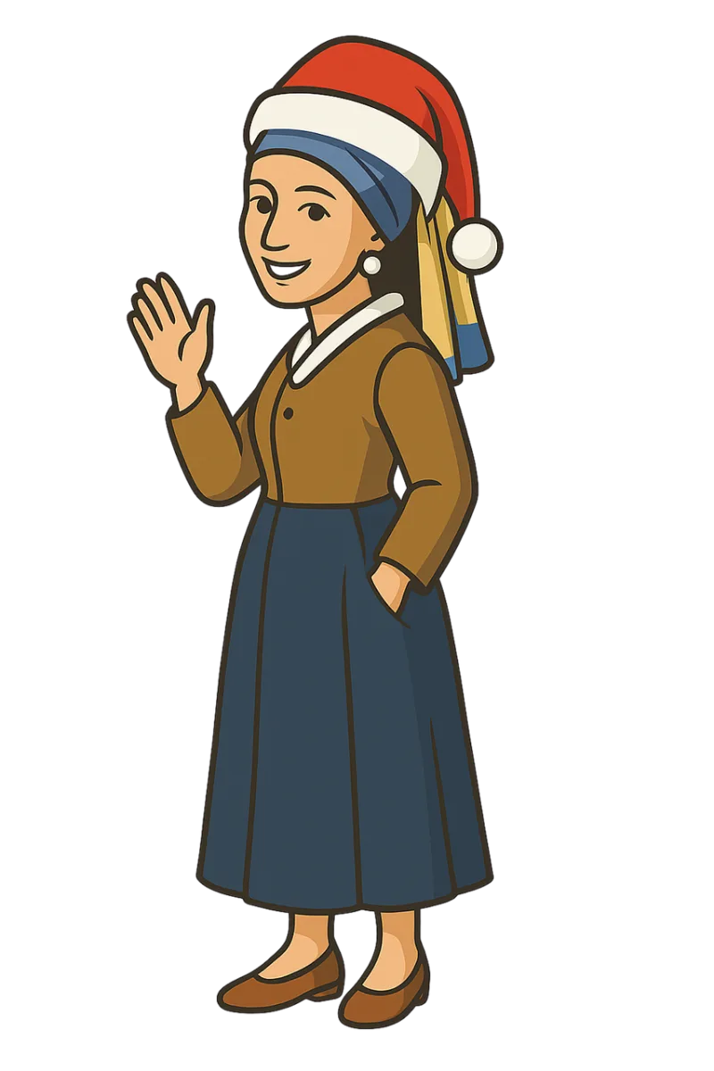 Girl with a pearl earring Vermeer parody Festive illustration Stickdatei – Natur