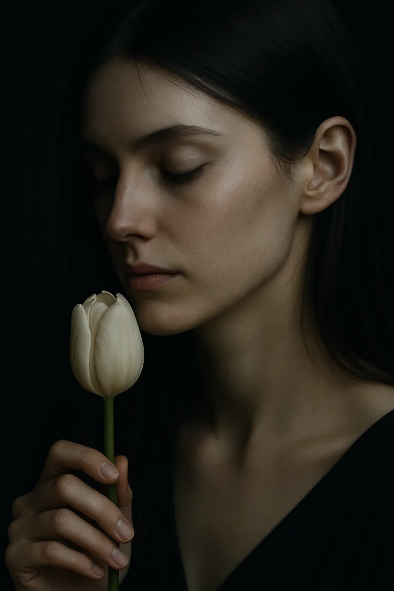 Tulip portrait Emotional illustration Stylized person Stickdatei – Blumen