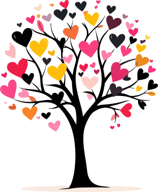 Valentine Tree Floral Stickdatei