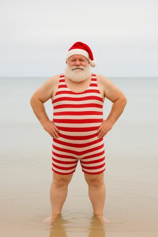 Santa swimsuit Beach christmas Festive humor Stickdatei