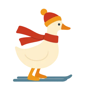 Skiing duck Winter duckling Cartoon animal Stickdatei