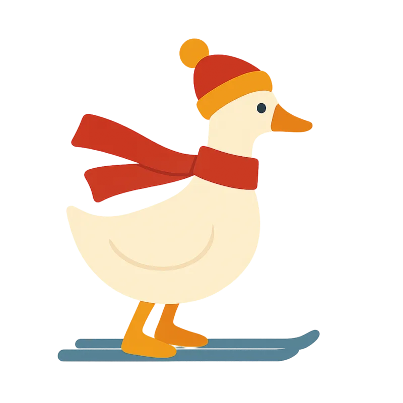 Skiing duck Winter duckling Cartoon animal Stickdatei – Sport