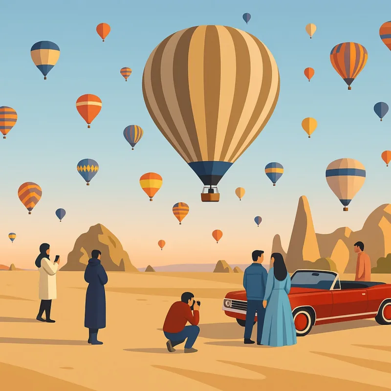 Hot air balloons Desert landscape Colorful balloons Stickdatei – Fahrzeuge