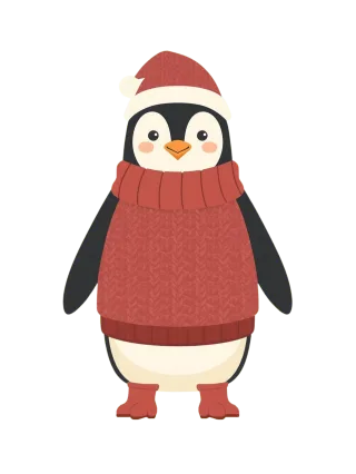 Christmas penguin Festive animal Cartoon bird Stickdatei
