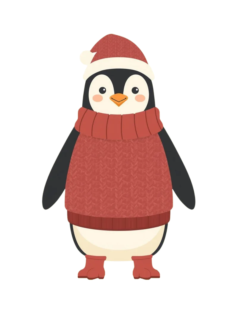 Christmas penguin Festive animal Cartoon bird Stickdatei – Weihnachten