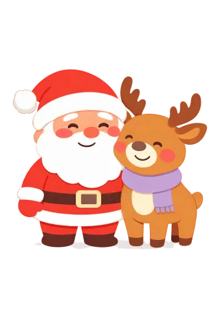 Santa claus Cartoon reindeer Festive illustration Stickdatei