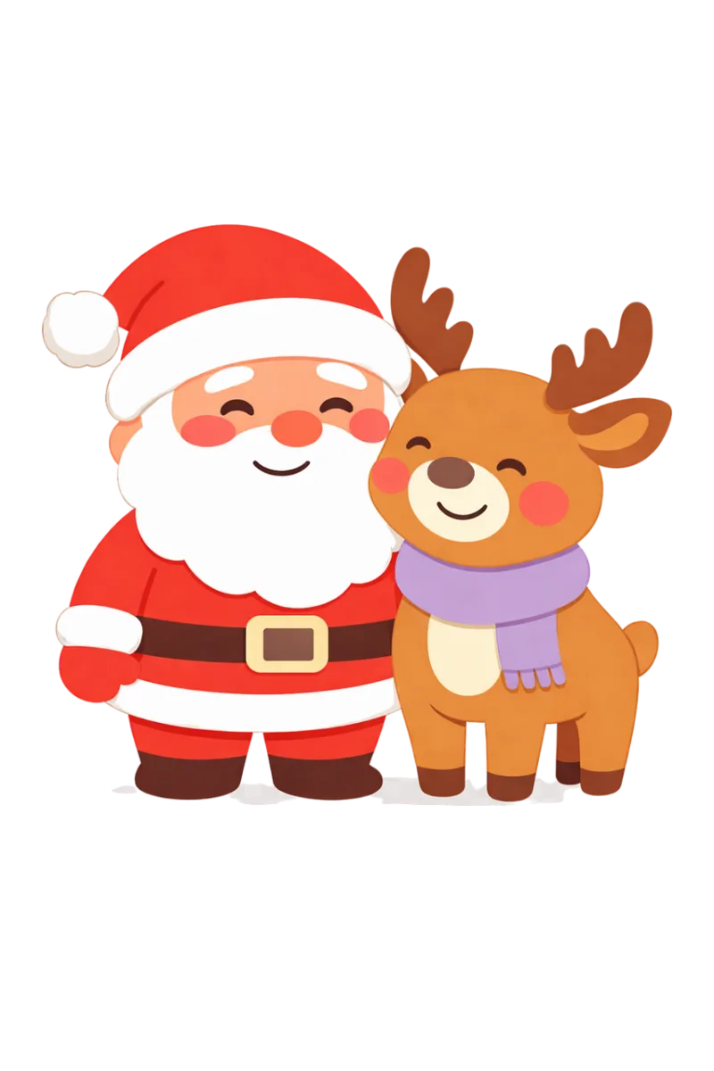 Santa claus Cartoon reindeer Festive illustration Stickdatei – Weihnachten
