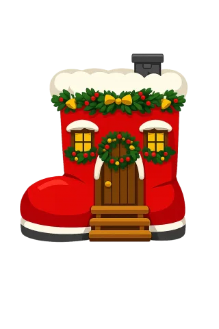 Christmas house Festive boot Holiday illustration Stickdatei – Weihnachten