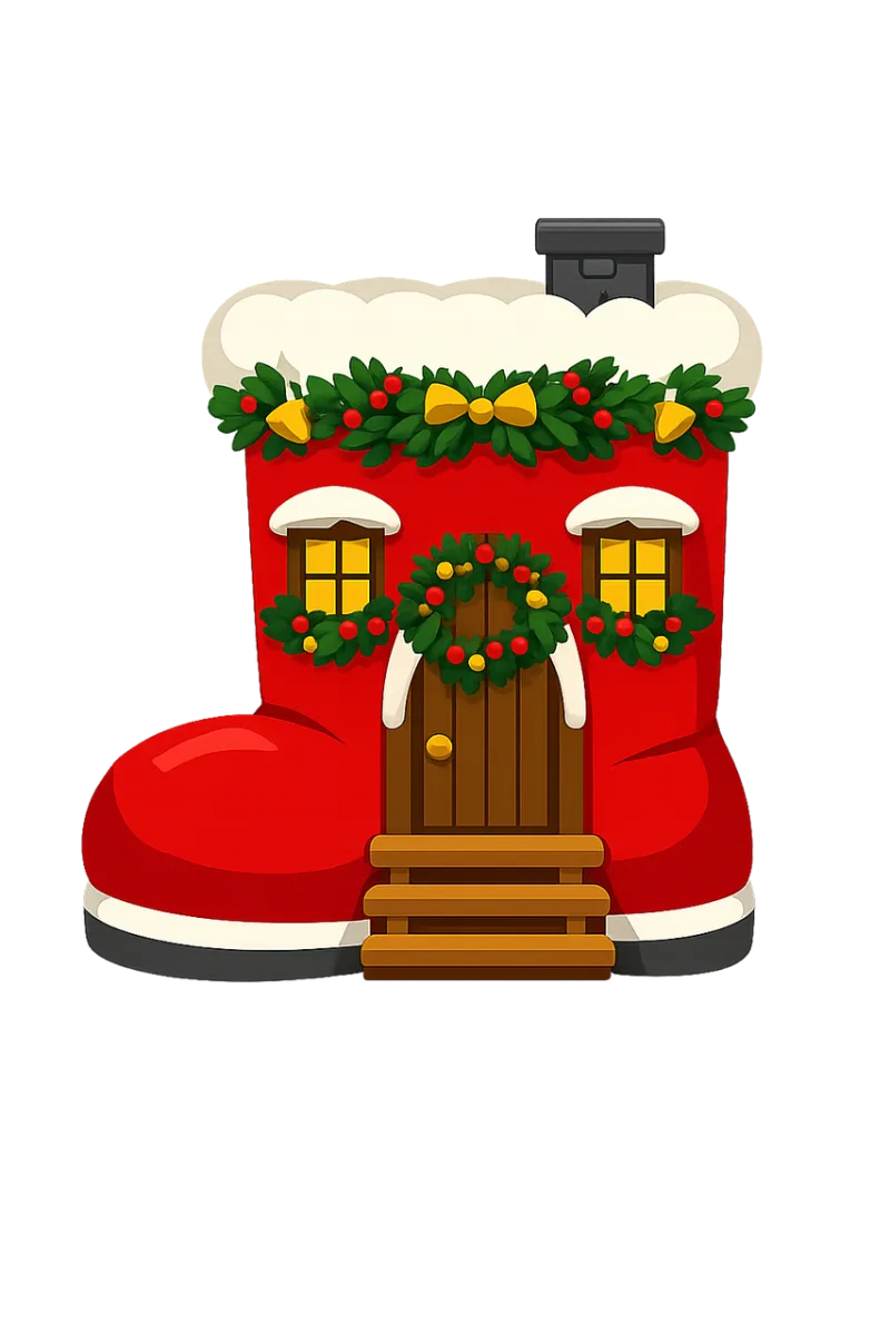 Christmas house Festive boot Holiday illustration Stickdatei – Weihnachten