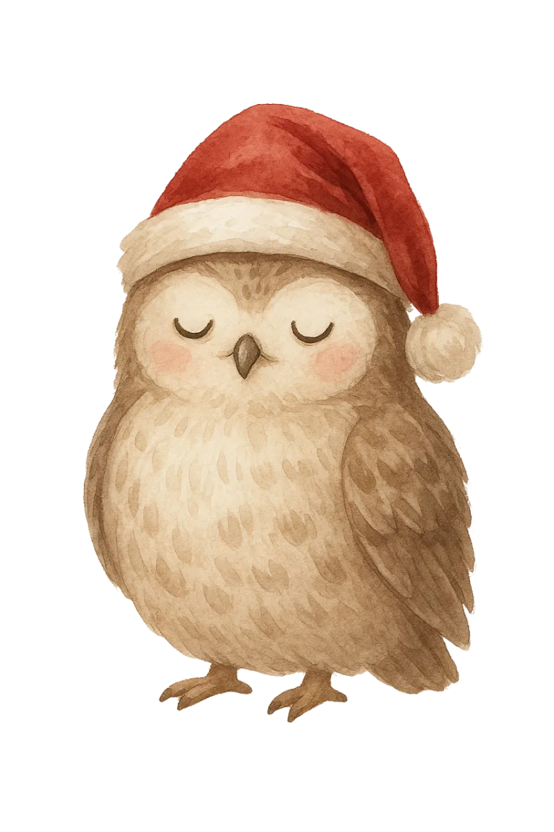 Christmas owl Festive illustration Holiday clipart Stickdatei – Weihnachten