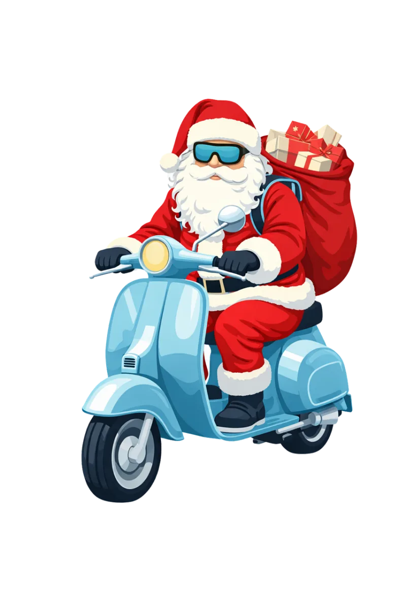 Santa claus Christmas Scooter Stickdatei – Weihnachten