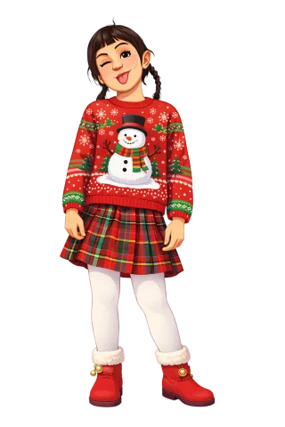 Christmas Cute girl Child illustration Stickdatei