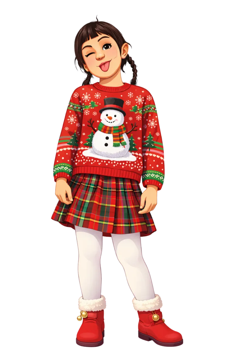 Christmas Cute girl Child illustration Stickdatei – Weihnachten