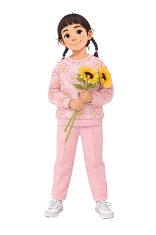 Cute girl Child illustration Kids fashion Stickdatei