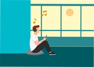Music Headphones Listening Stickdatei