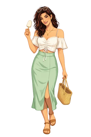 Summer woman Fashion illustration Stylish girl Stickdatei