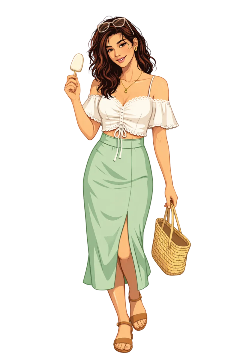 Summer woman Fashion illustration Stylish girl Stickdatei – Kinder