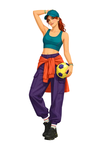 Sporty woman Soccer ball Active lifestyle Stickdatei