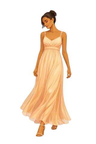 Peach dress Elegant woman Fashion illustration Stickdatei