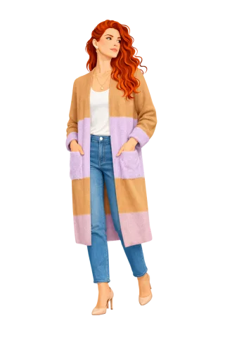 Fashion illustration Stylish outfit Color-block cardigan Stickdatei