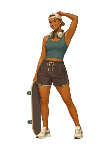 Skateboard woman Urban lifestyle Sporty fashion Stickdatei – Musik