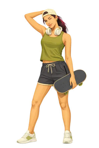 Young woman Skateboard Skater girl Stickdatei