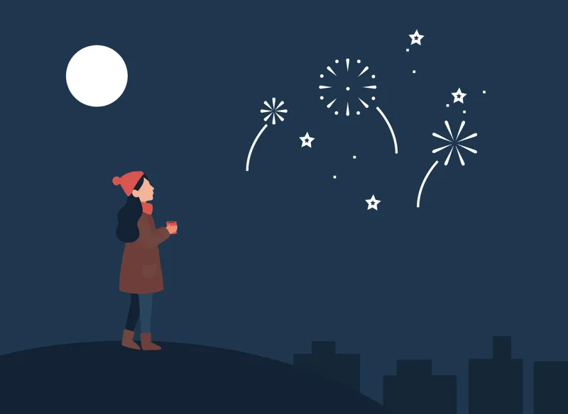 Girl Fireworks Night Stickdatei – Natur