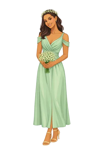Wedding illustration Bridesmaid illustration Elegant woman Stickdatei