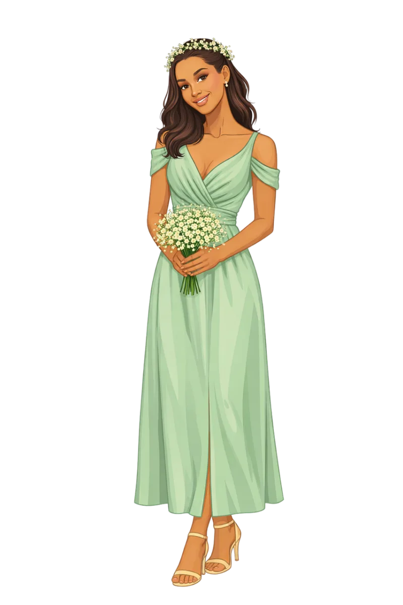 Wedding illustration Bridesmaid illustration Elegant woman Stickdatei – Blumen